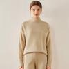 Women's Cable Knit Cashmere Sweater - Long Sleeve, Half-High Neck, Saddle Shoulder, Loose Fit, Solid Color, Autumn/Winter Pullover.