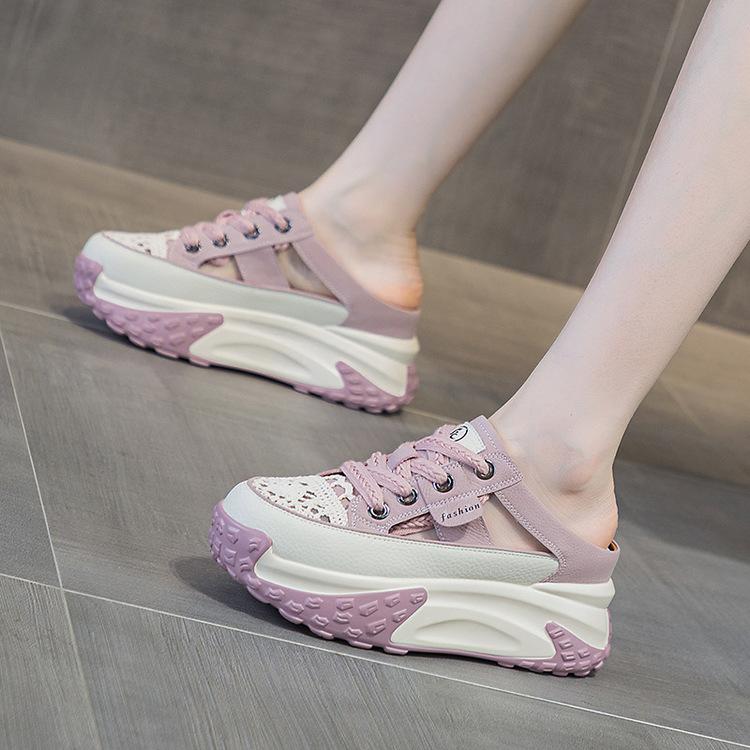 Fashion Womens Sandals 2025 Summer New Thick-Soled Heightening Casual Shoes Fashionable Versatile Bag Head Slippers Women