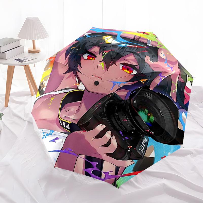 1pc Outdoor Umbrella with Anime Character Design - Automatic Opening/Closing, Portable 3-Fold Design, 8-Rib Iron Frame, Perfect Gift for Fans, Tr