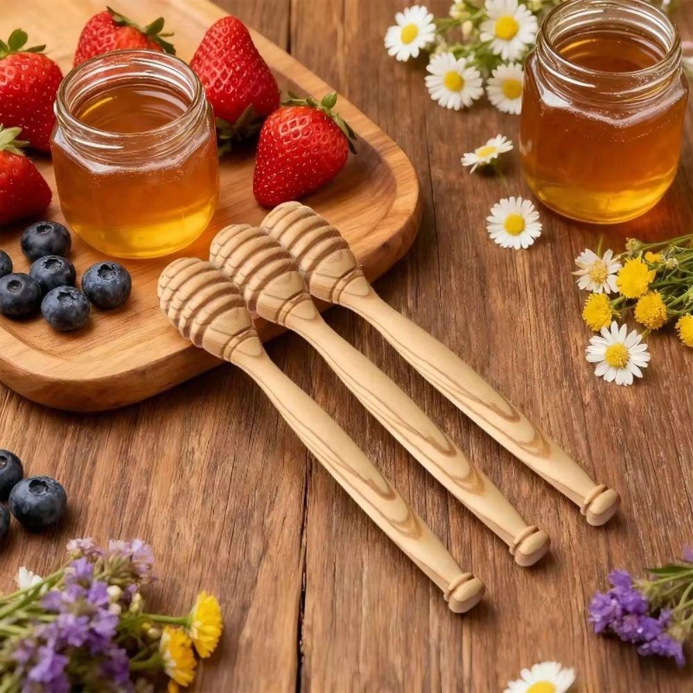 Natural Wood Wooden Honey Dipper Handmade Wooden Honey Stirrer Honey Stirrer Spoon  For Jars