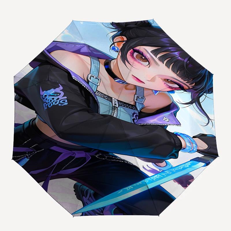 K-POP Anime Girls Group Themen-Regenschirm mit automatischem Öffnen und Schließen - 8 Speichen, Geeignet für Freizeit und Ausgehen, Outdoor-Accessoire, Gothi