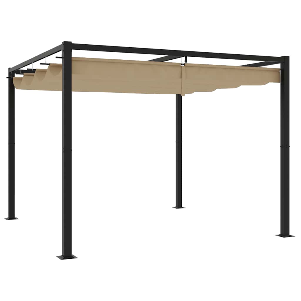 Altana Ogrodowa Ze Zwijanym Dachem, Taupe, 3X3 M, Stalowa
