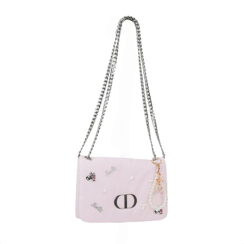 DIOR DIY Style Cosmetic Bag Pink Heart Star Chain Niche Trendy High-end Cute Simple Fashion Versatile Classic Exquisite Storage Portable