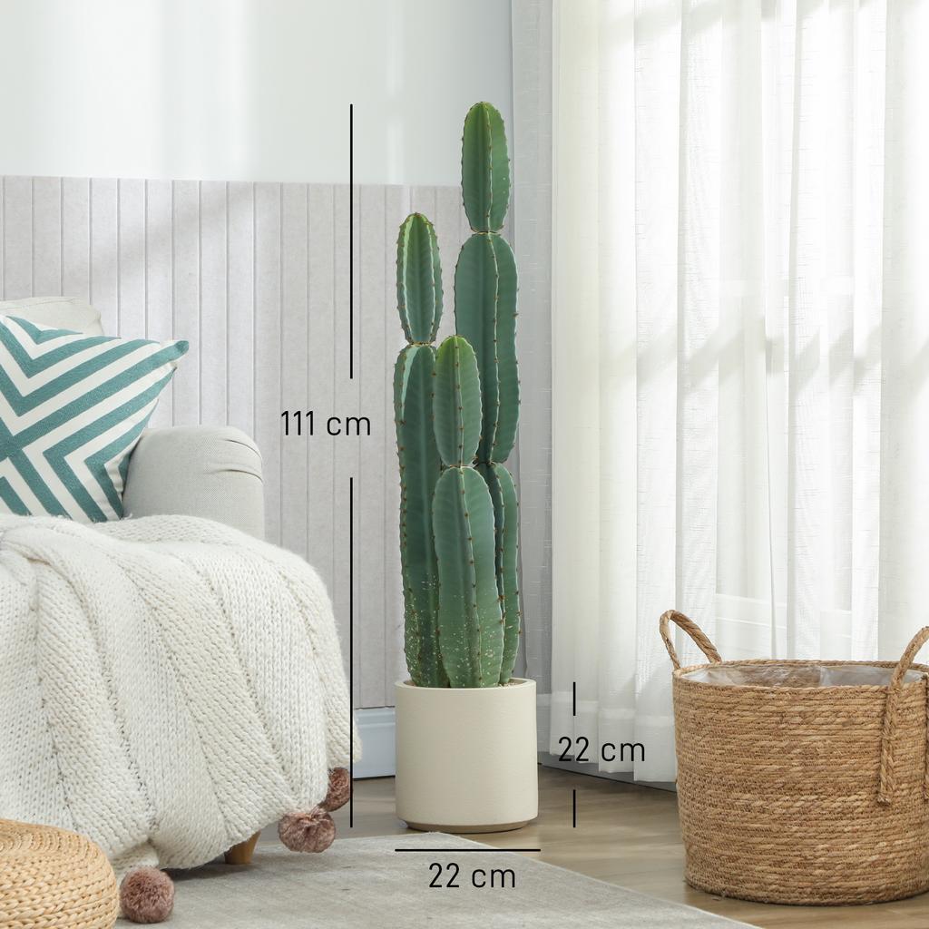 Artificial Cactus, 111 cm, Potted Plant, Green