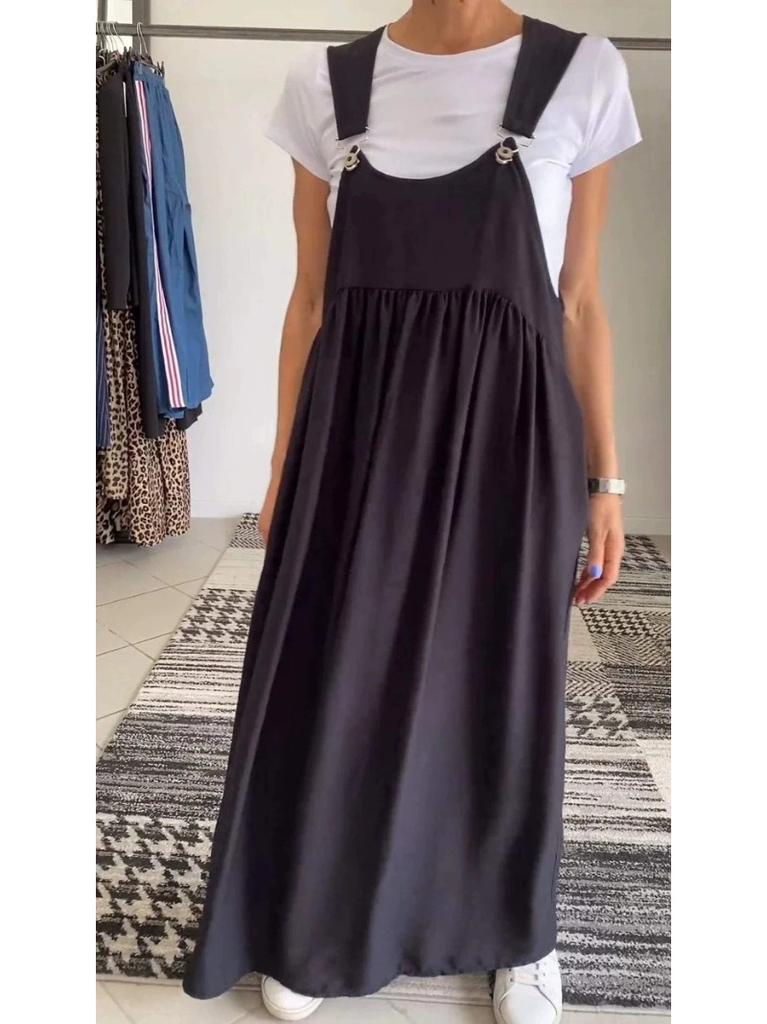 New Summer/Fall Women's Loose-Fit Waist-Tied Cotton-Linen Maxi Dress