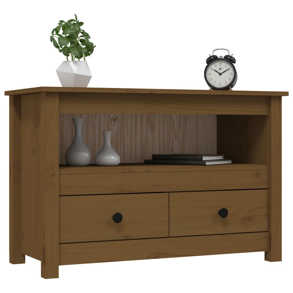TV Cabinet Honey Brown 79 x 35 x 52 cm Solid Pine Wood