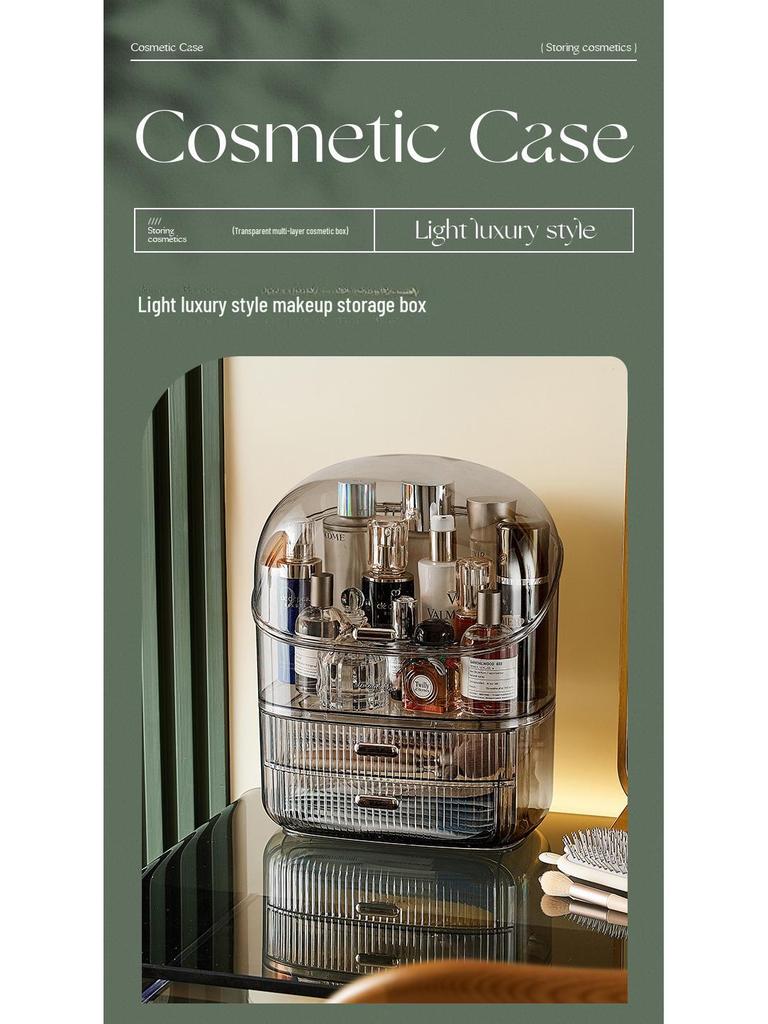 Dustproof Cosmetic Storage Box for Bathroom Counter: Lipstick & Skincare Organizer.