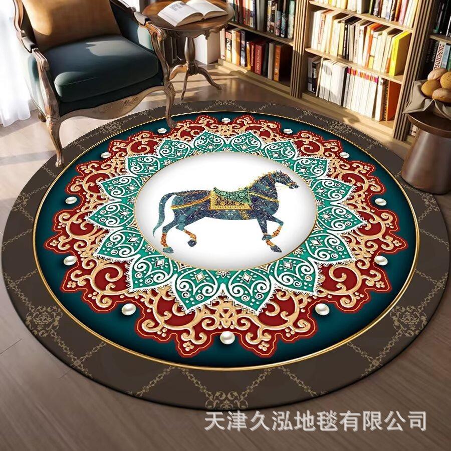 Circular Carpet Bedroom Living Room Carpet Coffee Table Carpet Home Sofa Circular Mat Ethnic Style Carpet