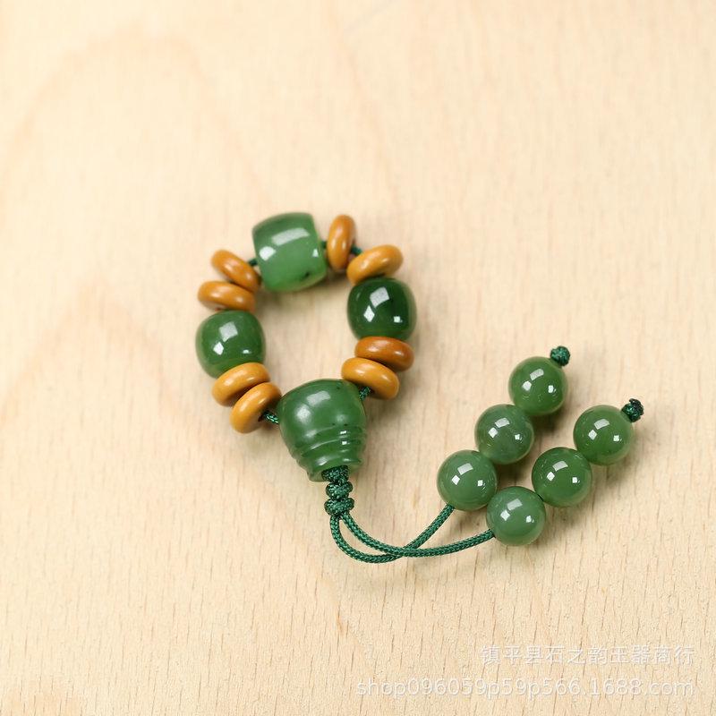 Набор для рукоделия: Зеленый нефрит Хэтянь, бусины Вэньвань и украшение из семян бодхи Set