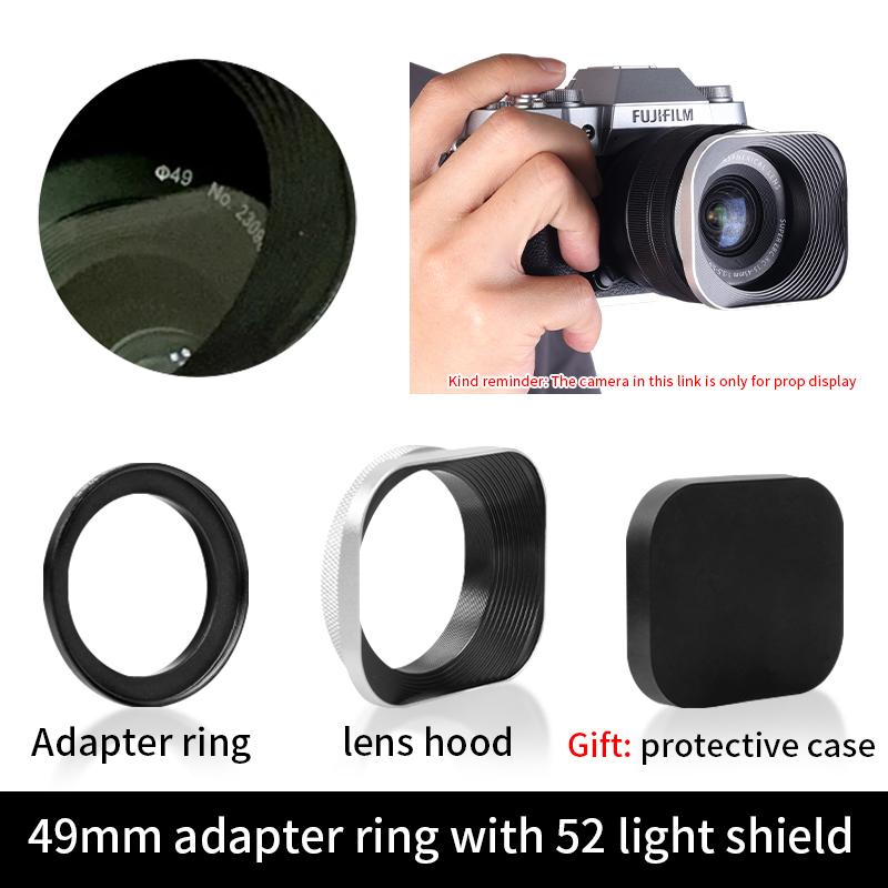 Metal Square Camera Lens Hood Compatible for Nikon16-50 Canon Sony Fuji15-45/35f2 Universal Photography Accessory 52/43/46/39mm