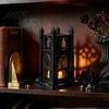Colorful Balcony Figurine Gothic Cathedral LED Candle Lantern, Church Shaped Flameless Tealight Lamp, Artistic Home Decor Spooky Vintage Desktop Night