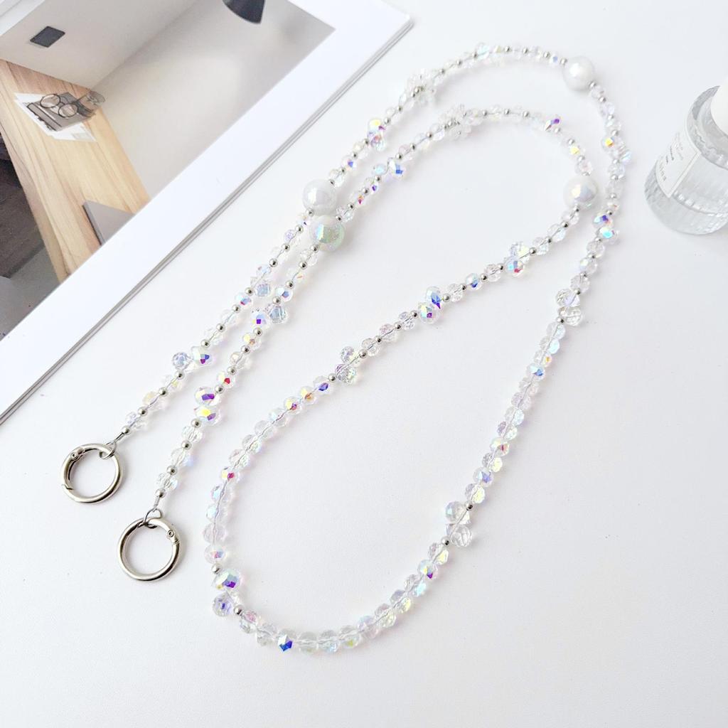 Crystal Bead Flower Phone Charm & Versatile Anti-Loss Crossbody Chain Keychain