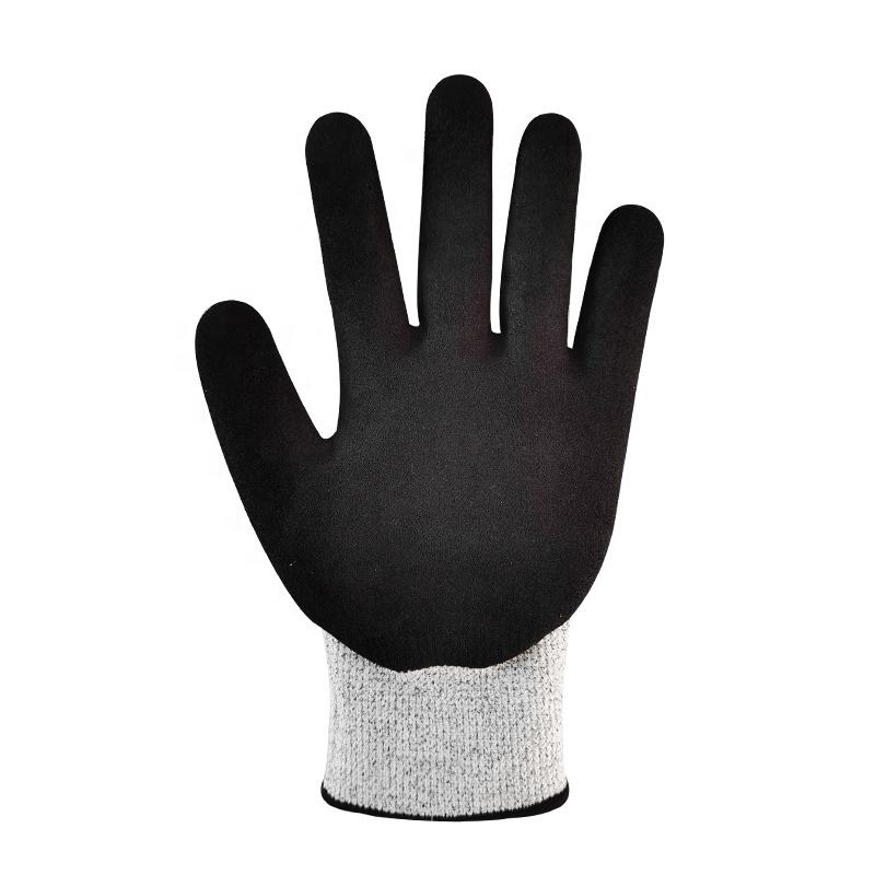 Factory 13G A3 Cut Resistant Sandy Nitrile Palm Coated Work Safety Gloves HPPE Anti-Cut Protection for Industrial Use