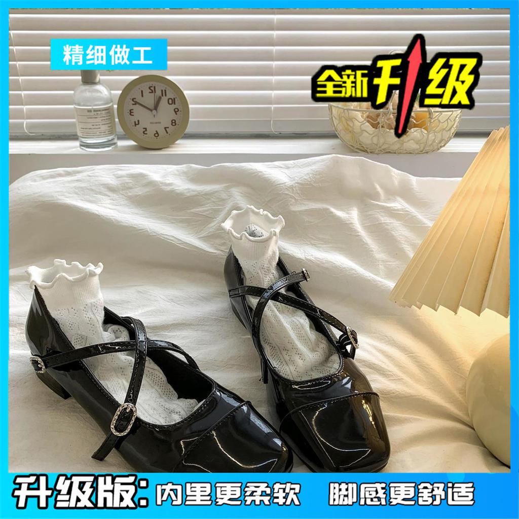 French small fragrant style silver fairy wind single shoes Internet celebrity explosion thin versatile skirt Mary Jane shoes