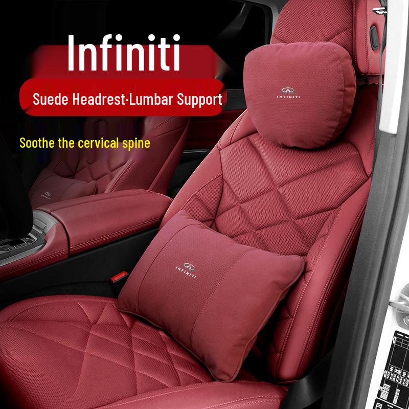 Infiniti Q50L/Q70/QX50/Maybach Suede Neck Pillow & Lumbar Support Headrest