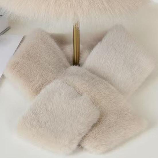 Winter Fuzzy Hat Scarf Set for Women Faux Fur Collar Wrap Scarf Thickened Plush Warm Cap for Cold Weather