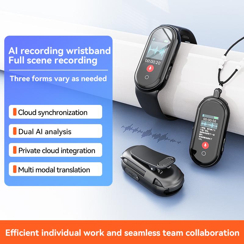 Multifunctional & Lightweight AI Voice Recorder Bracelet with Multiple Wearing Options High-Definition Noise Reduction For Home