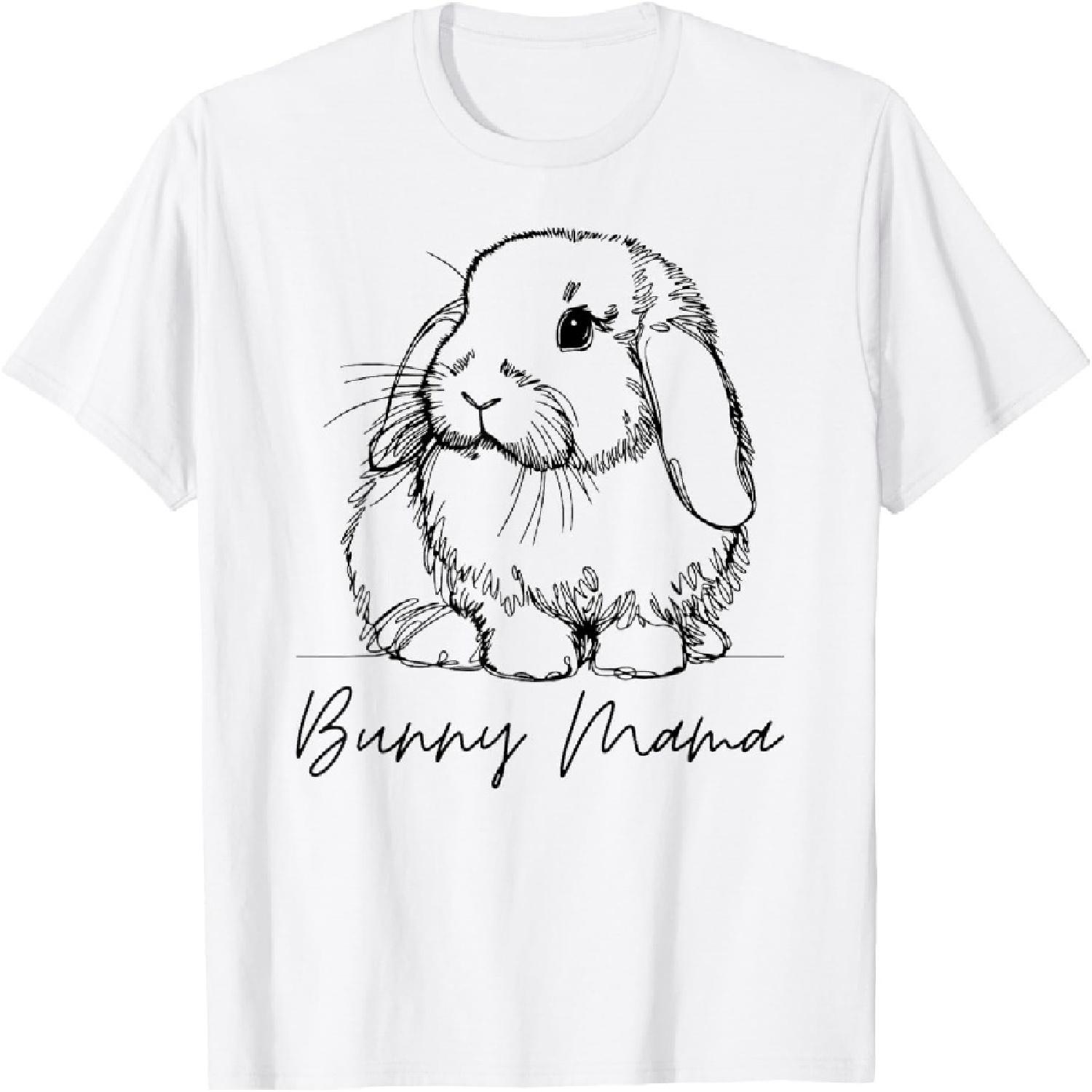 Bunny Mama Holland Lop Mom Cute Lop Rabbit Line Art T-Shirt XXXXXL белый