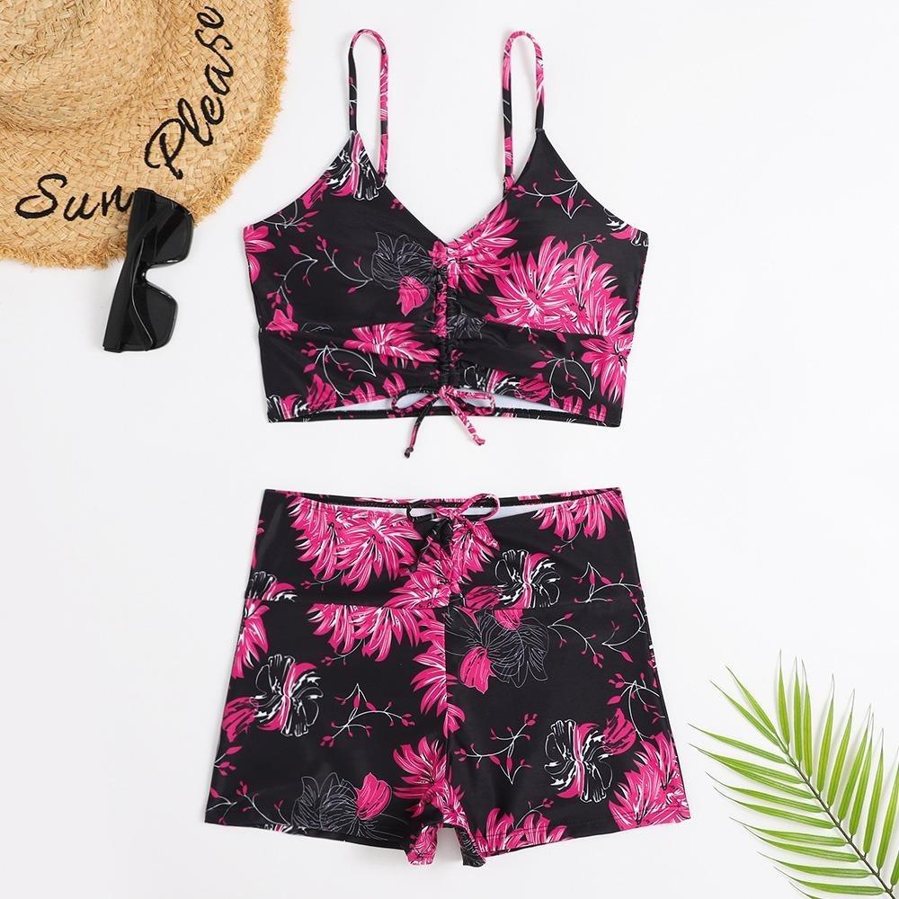 High Waist Bikini Swimsuit Women 2024 Push Up Bikini Floral Swimsuit Print Bikini Boxers Swimwear Swim Trunks Bathing Suit