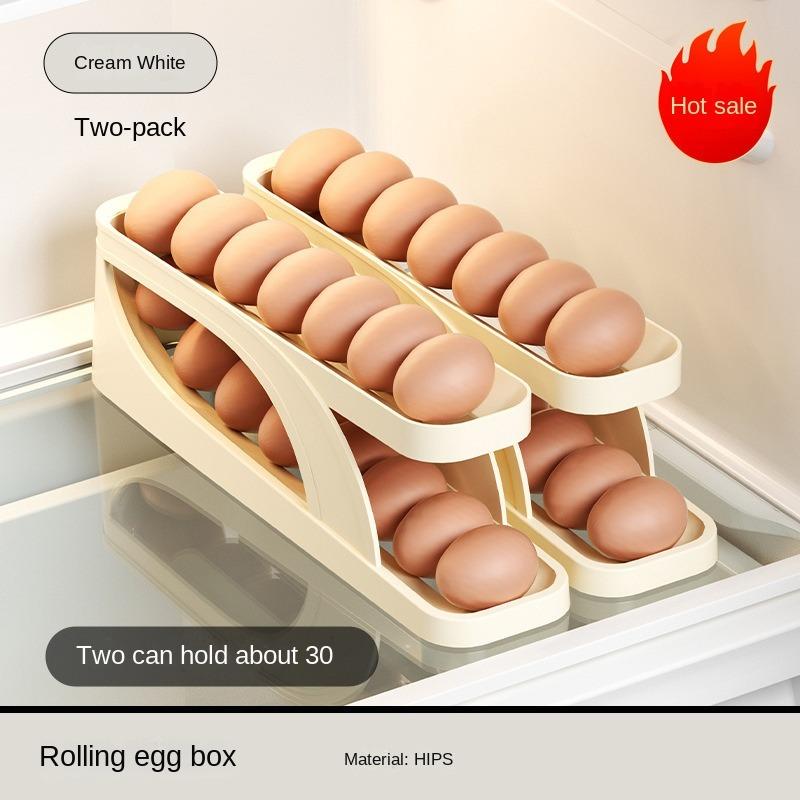 Rolling Egg Dispenser Refrigerator Egg Organizers Containers Storage Box Automatic Sliding Spiral Egg Holder Home Kitchen Gadget