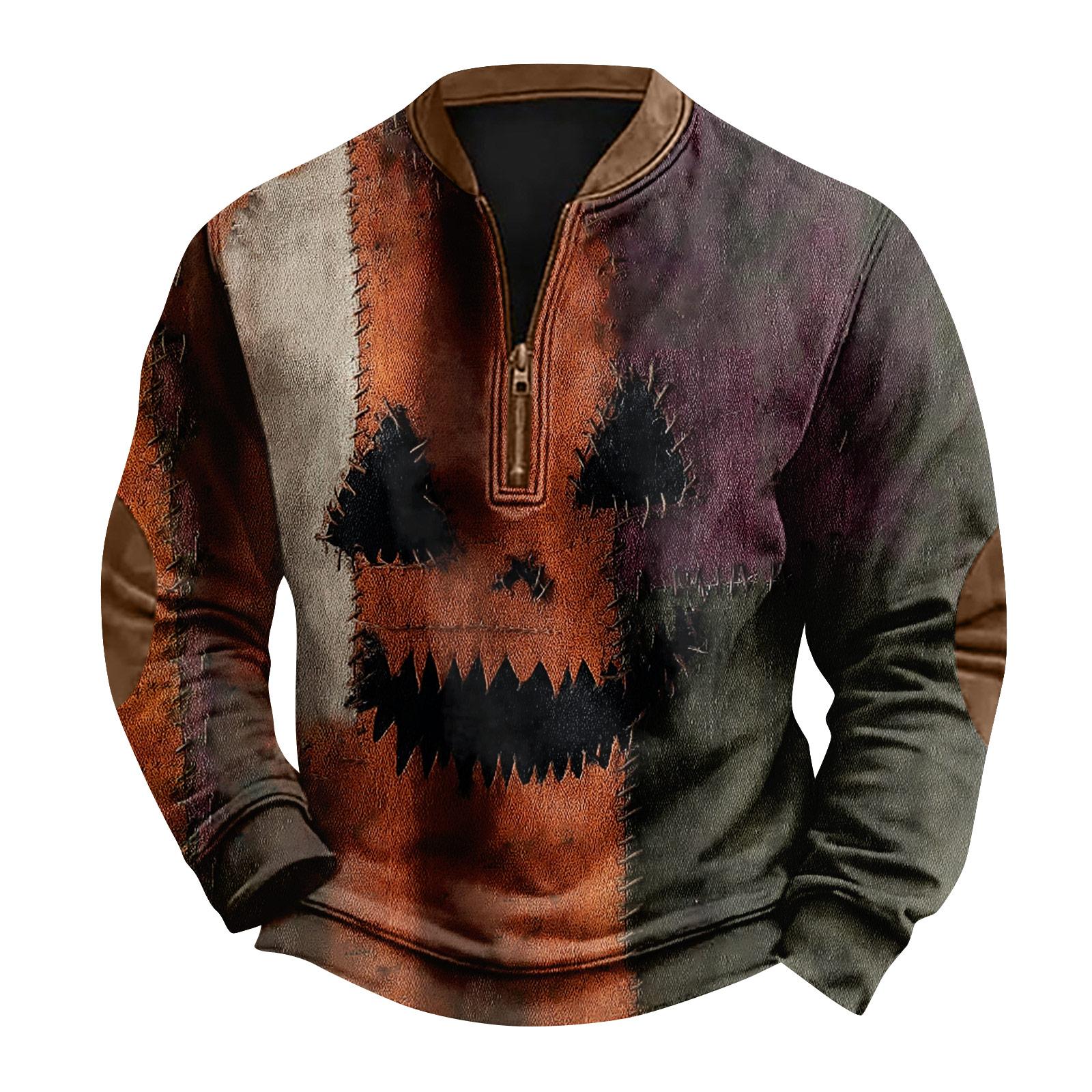 

Мужская повседневная модная рождественская принтованная толстовка без капюшона, широкая мужская свободная толстовка с капюшоном и воротником-стойкой XL жёлтый