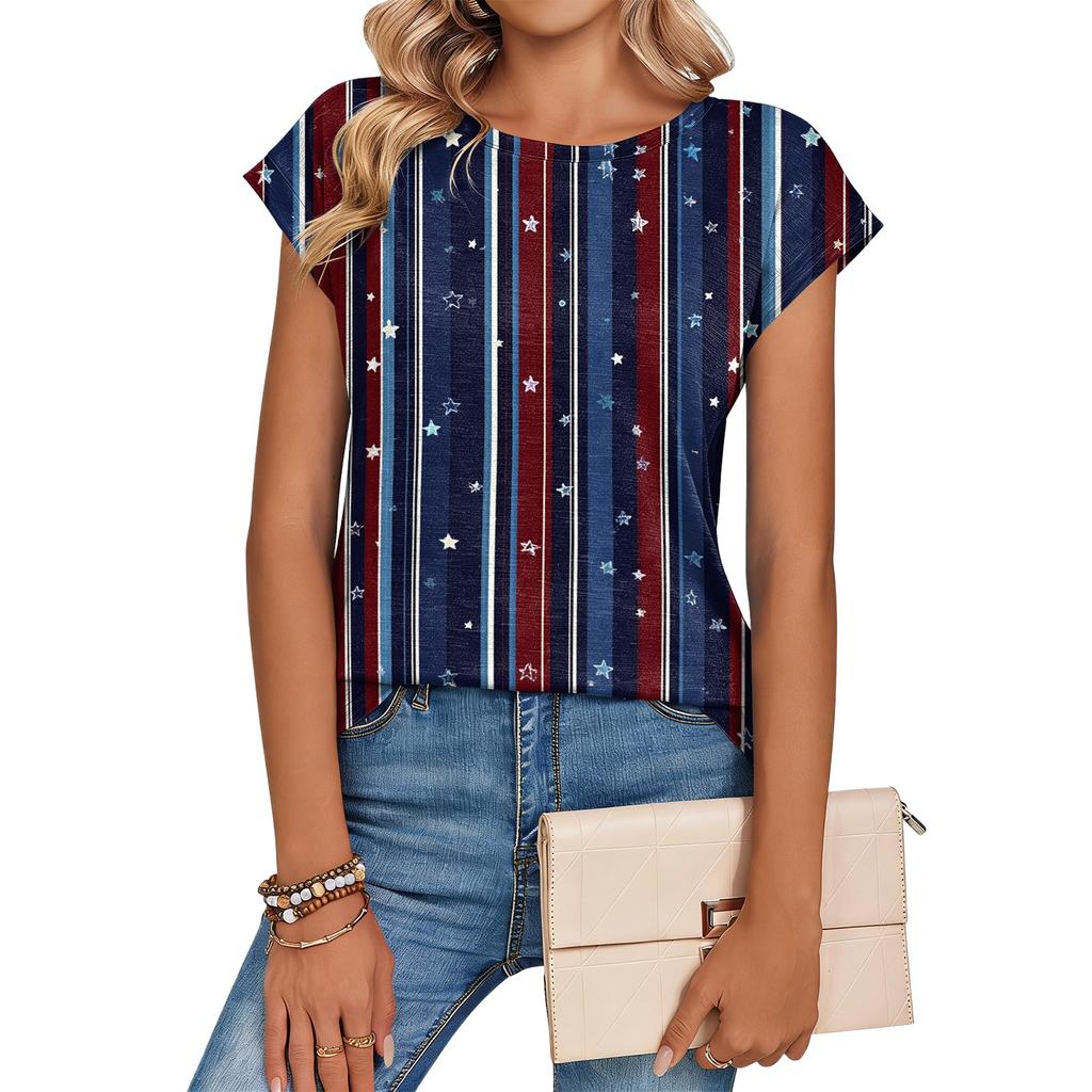 Women's Loose-Fit Fashionable Casual Retro Print T-Shirt