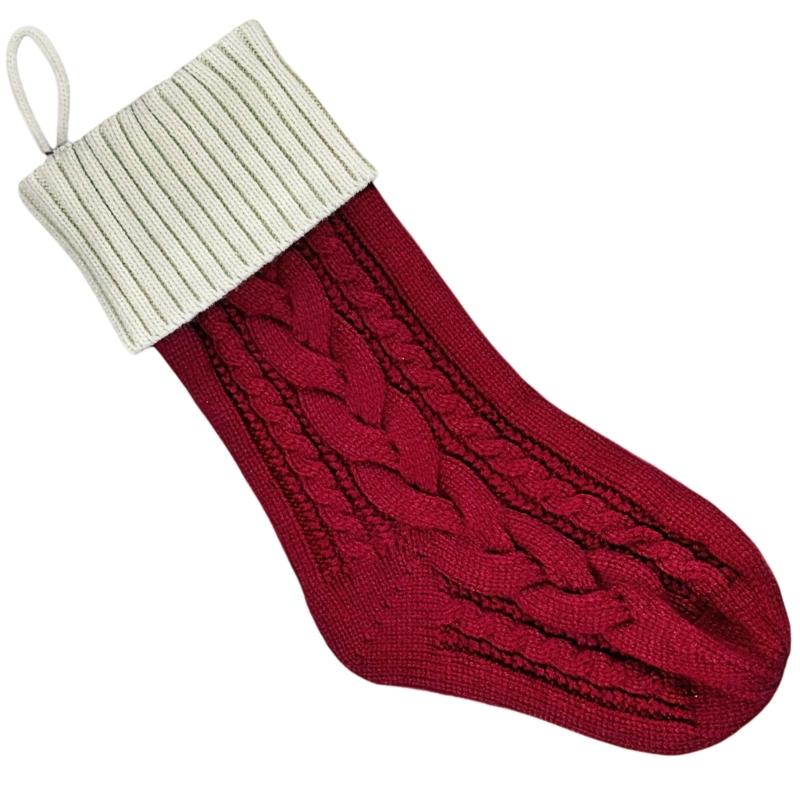 Holiday Stocking Large Capacity Knitted Sock For Christmas Gifts Elegant Reusable Festival Home Decoration