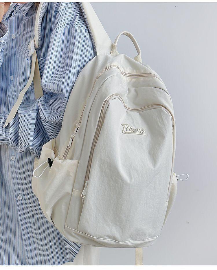 Korean Style Lightweight Backpack - Versatile Solid Color for Students and Women