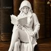 3D Printed Home Accents Ghost Girl Reading Statue, Elegant Faceless Figurine, Minimalist White Desk Cute Figurine Decor for Shelf Edge, Gothic
