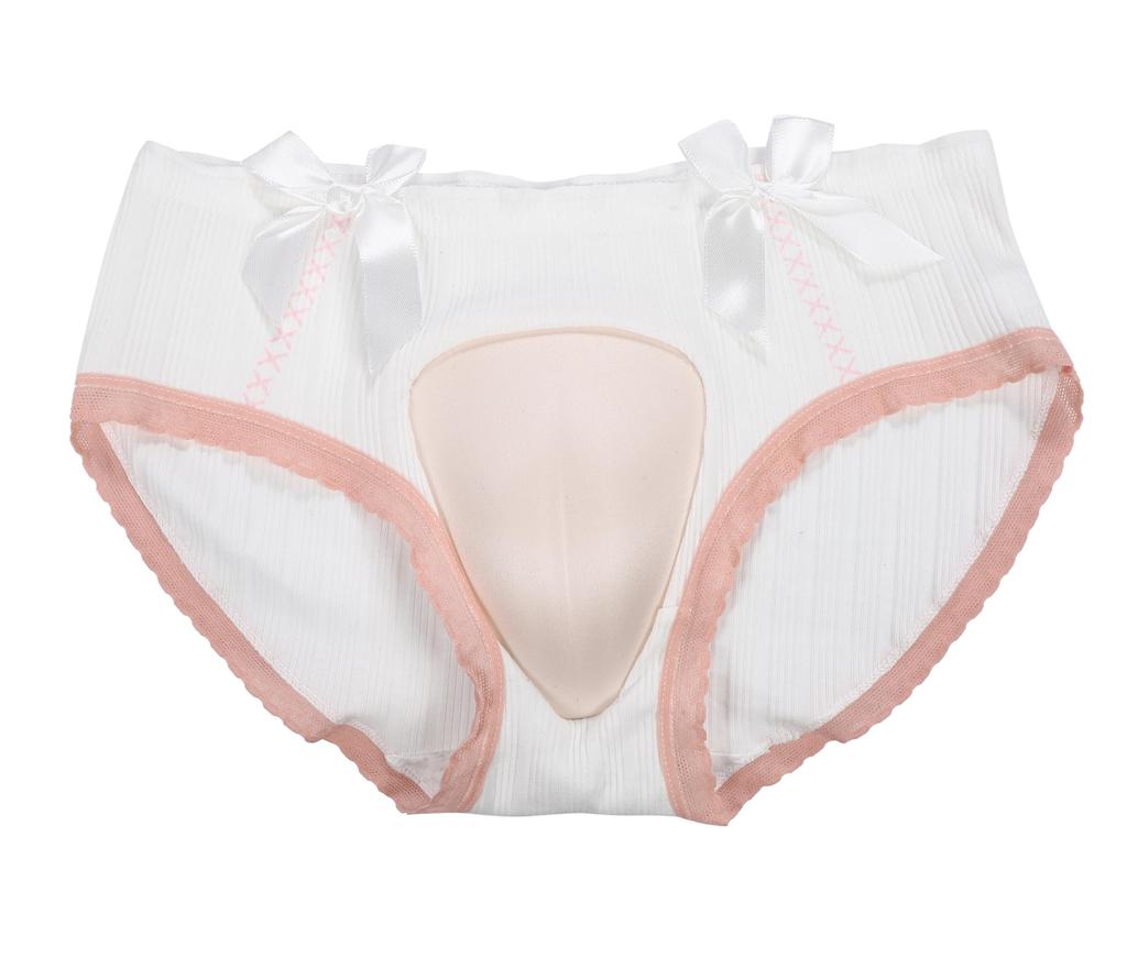 Padded Cover Panties Crossdressing Underwear Lace Pants Disguise Lingerie Silicone Pants Free [cocoriko] Men's (JP, Alphabet, Size, R_White)