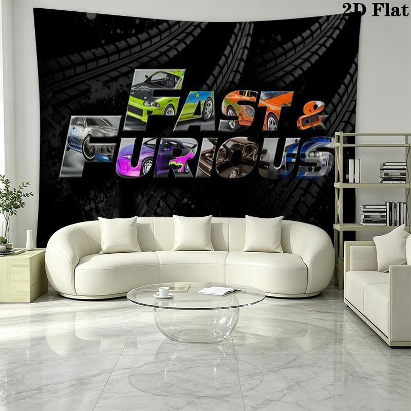 Autorennen Fast Furious Wandteppich Ästhetischer Wandbehang Bedruckter Stoffdecke Dekorative Wandteppiche für Schlafzimmer Wohnzimmer Heimdekoration