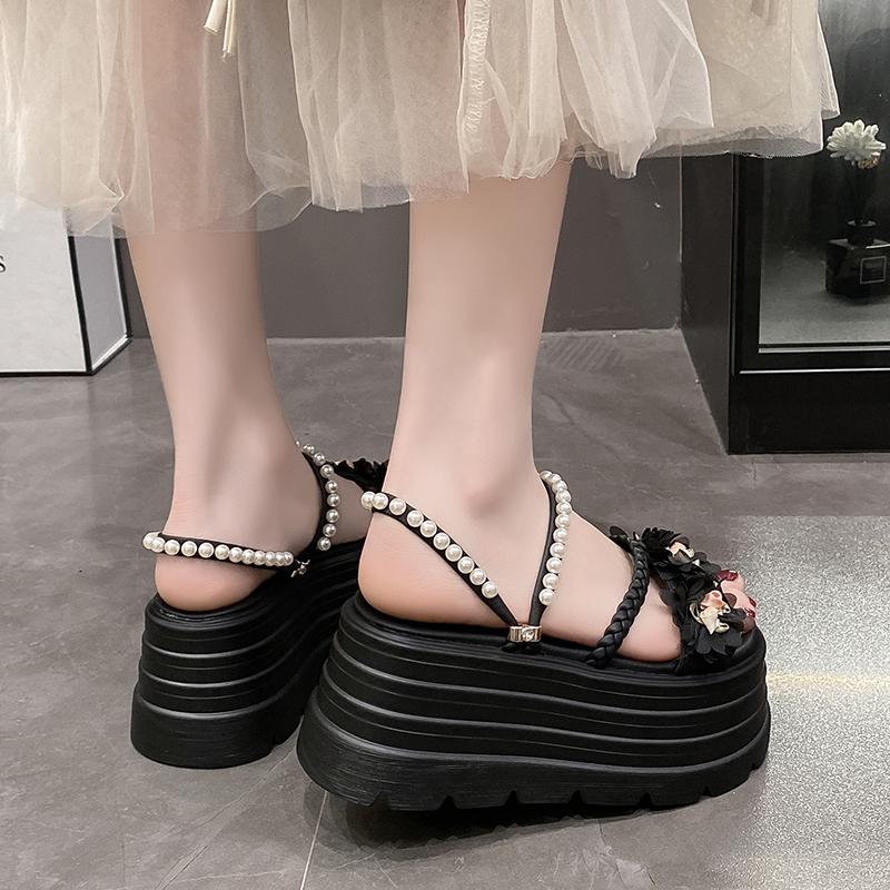 Fashion NEW Designer Women Summer Chunky Sandals Platform Slippers 8CM High Heels Ladies Slides Beach Flip-Flop Woman Sandalias De Mujer