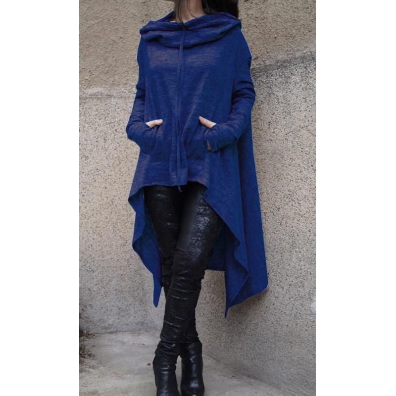 Plain Long Sleeve Hoodie Sweatshirt With Midlength Design For Women Winter