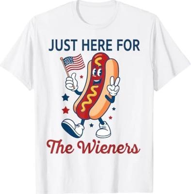 Nur wegen der Würstchen 4. Juli Lustiges Hot Dog T-Shirt für Männer Frauen Kinder
