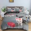 Cartoon Bulldog Dog Bedding Set Roses Duvet Cover Bedroom Comforter Cover Single Twin King Size Quilt Cover Home Textile 23Pcs