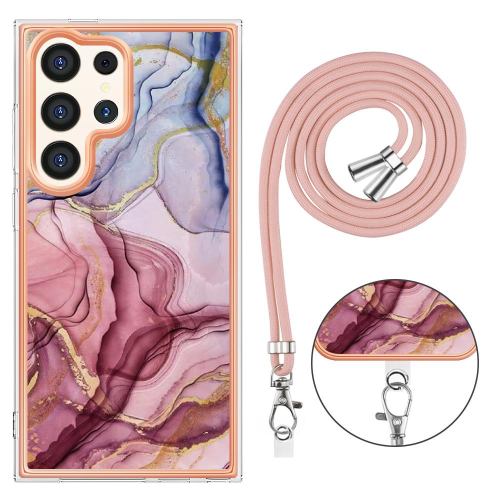 Abnehmbares Umhängeband mit rosarotem Marmor-Schnalle oder Anti-Fall-Ring oder weiche Handyhülle mit glattem Design für Samsung iPhone Redmi Oppo Moto Honor Google Sony ...