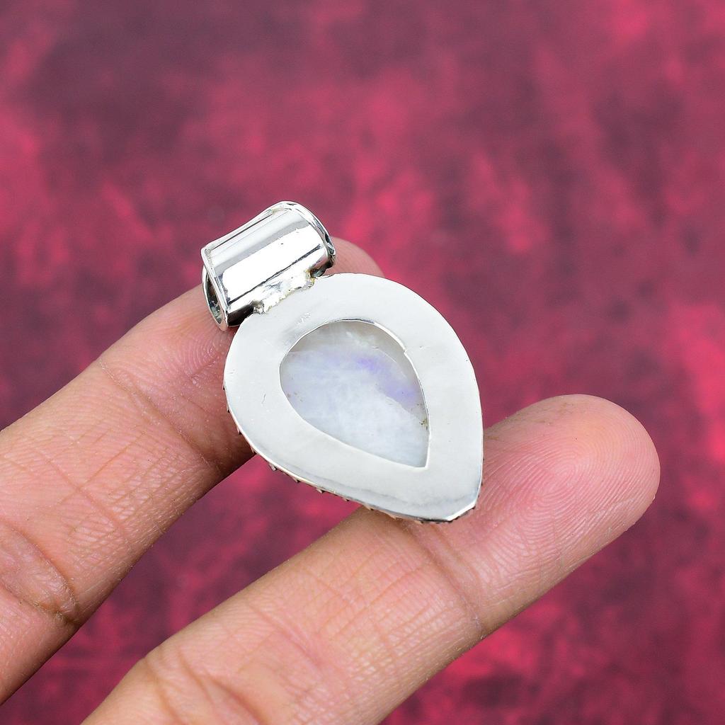 Moonstone 925 Solid Sterling Silver Pendant, Handmade Gemstone Pendant , Gift For Mom Antique Jewelry