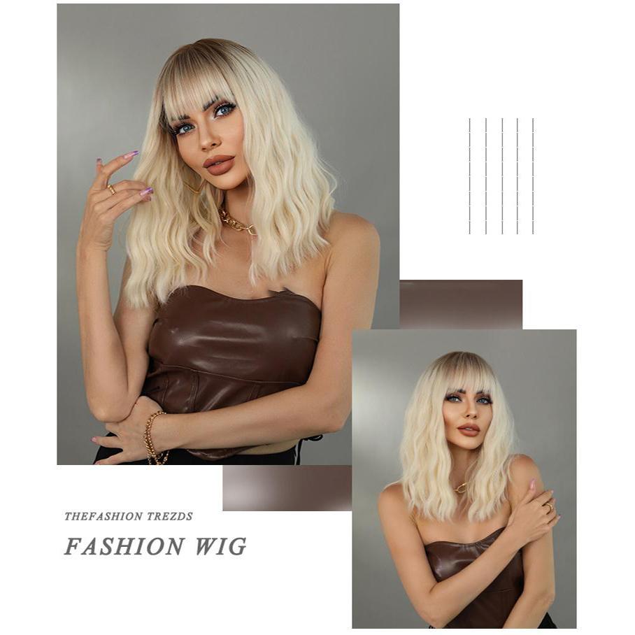 Women's 43cm Wig Simulated Hair Long Curly Hair Platinum Hair Rose Hair Net Full Head Cover Headwear Beauty Decoration Wig