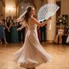 With Tassel Vintage Lace Folding Fan Hot Stamping Dance Hand Fan Chinese Style Fan  Home Decoration