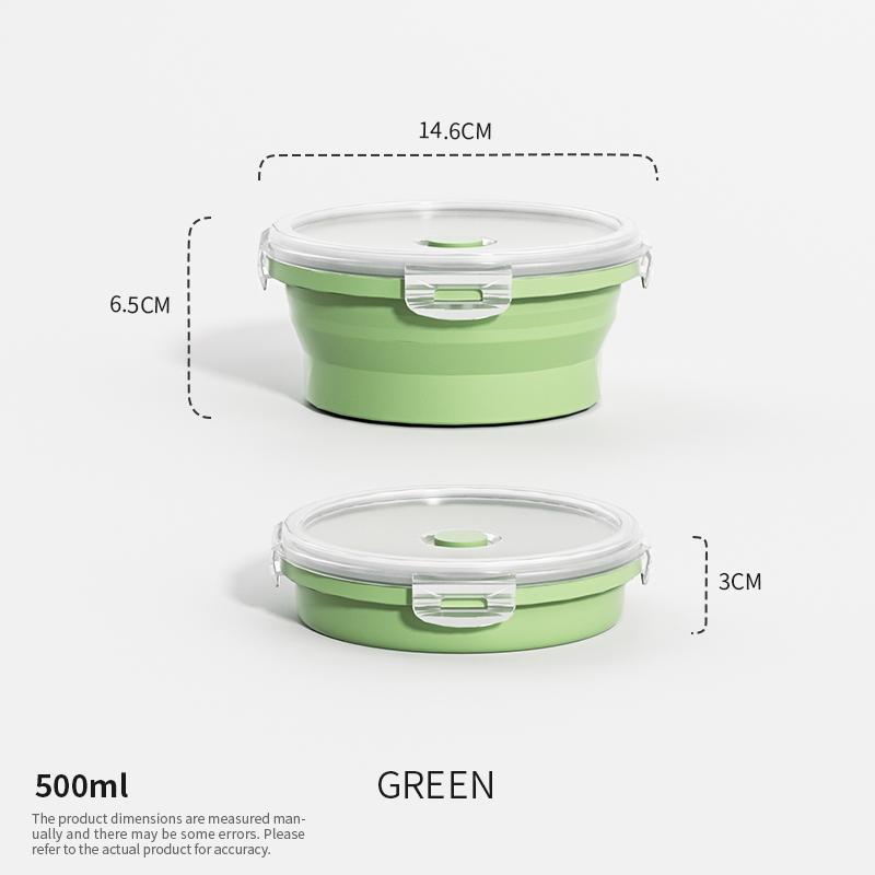 Collapsible Food Storage Containers Foldable Silicone Lunch Containers with Lids Rectangle Collapsible Bowls Round Food Bowls 2
