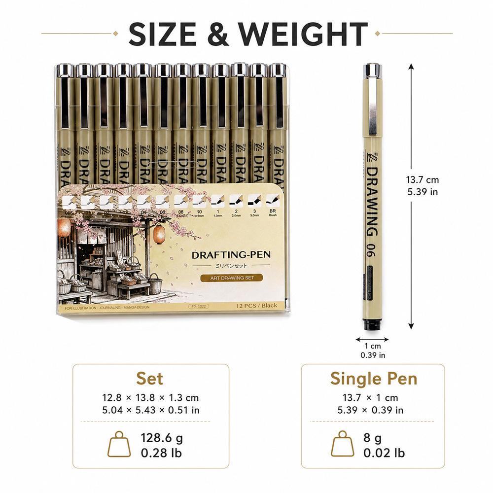 Art and Painting Specialized Technical Pen Set Hand-Drawn Comics Outlining Quick-Drying Waterproof Outline Pens