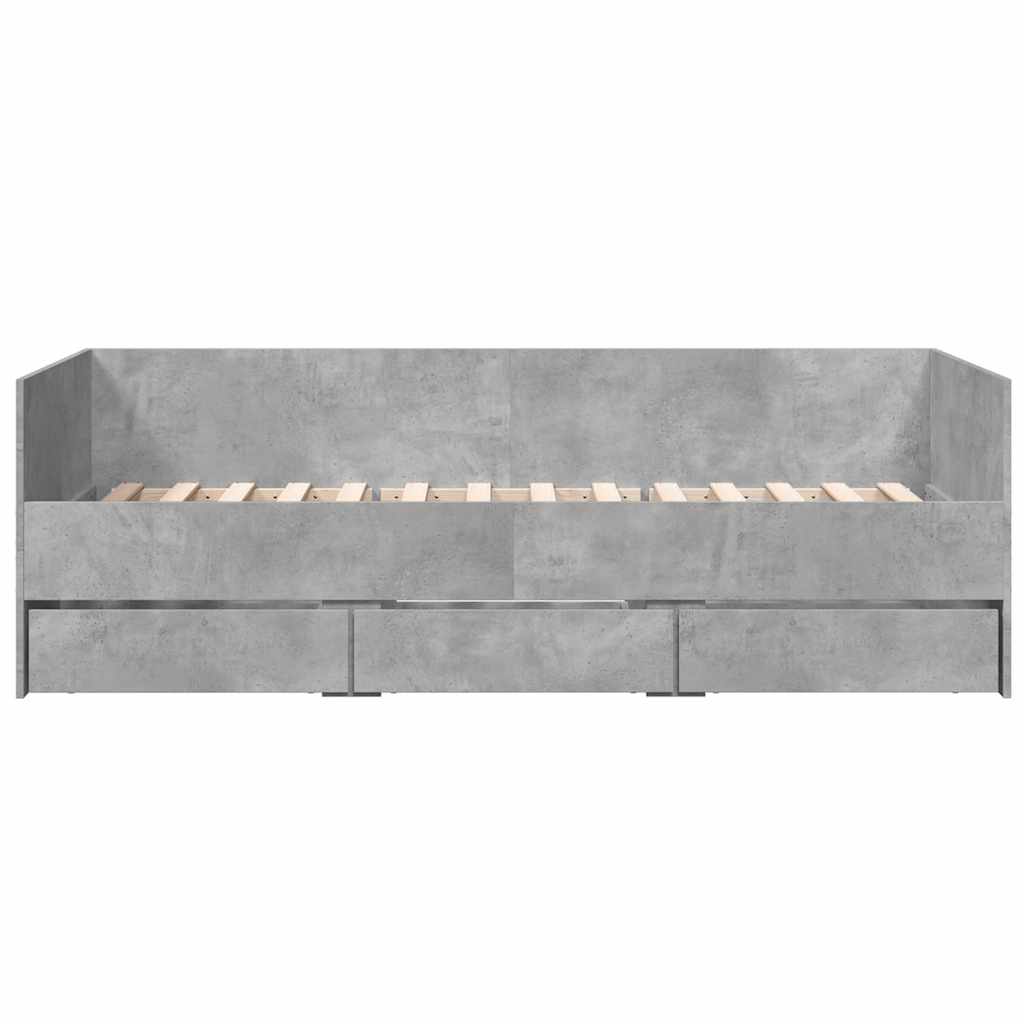 Daybed with Drawers Without Mattress Concrete Grey 100x200 Cm
