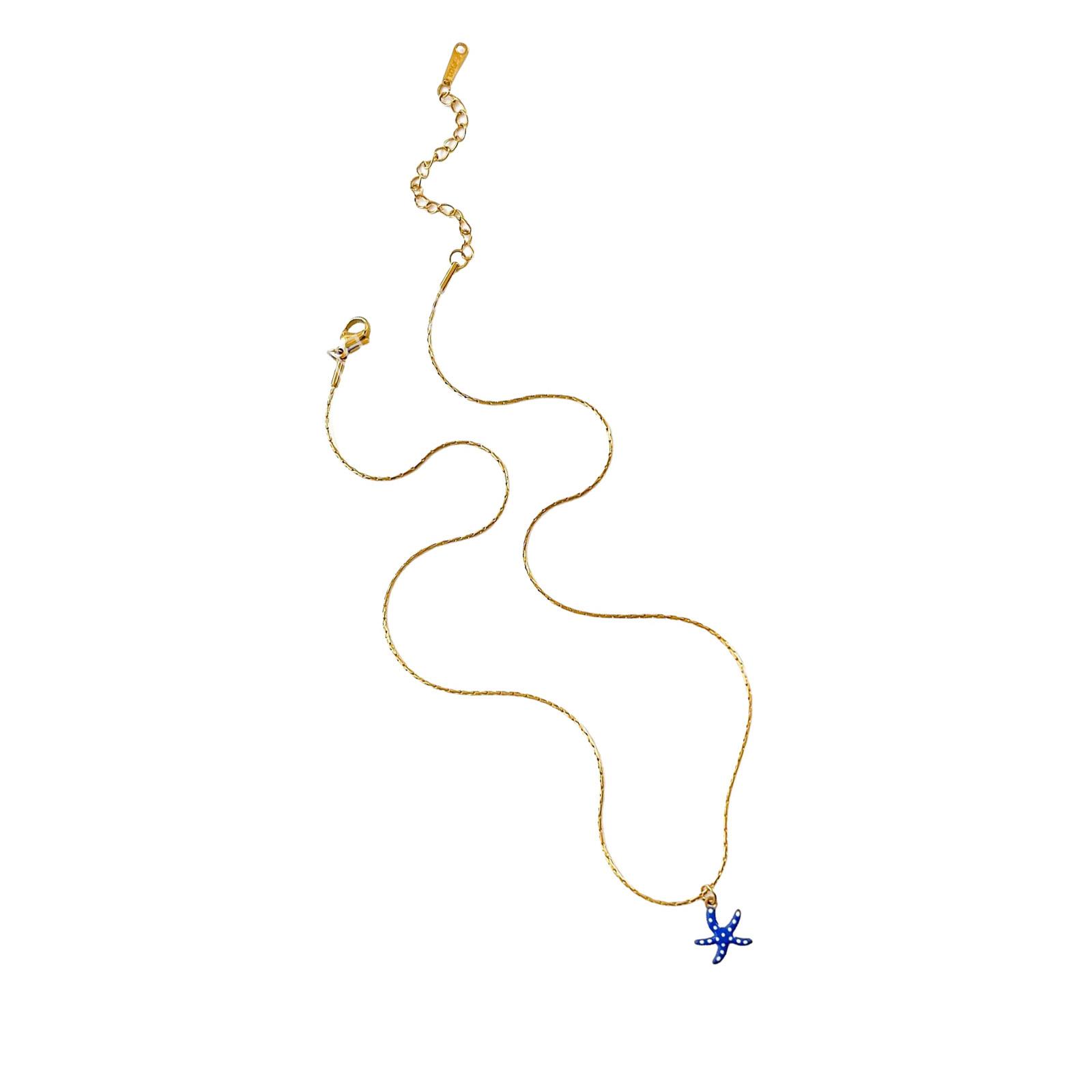 

Регулируемое ожерелье с подвеской в виде морской звезды, цепочка из нержавеющей стали, шейное украшение для женщин, девушек, подарок, вдохновленный летом и океаном синий