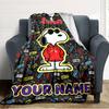 Name Custom Dog Snoopy Print Flannel Blanket High Quality Warm Comfortable Cover for All Seasons Perfect for Gifts Home Decor