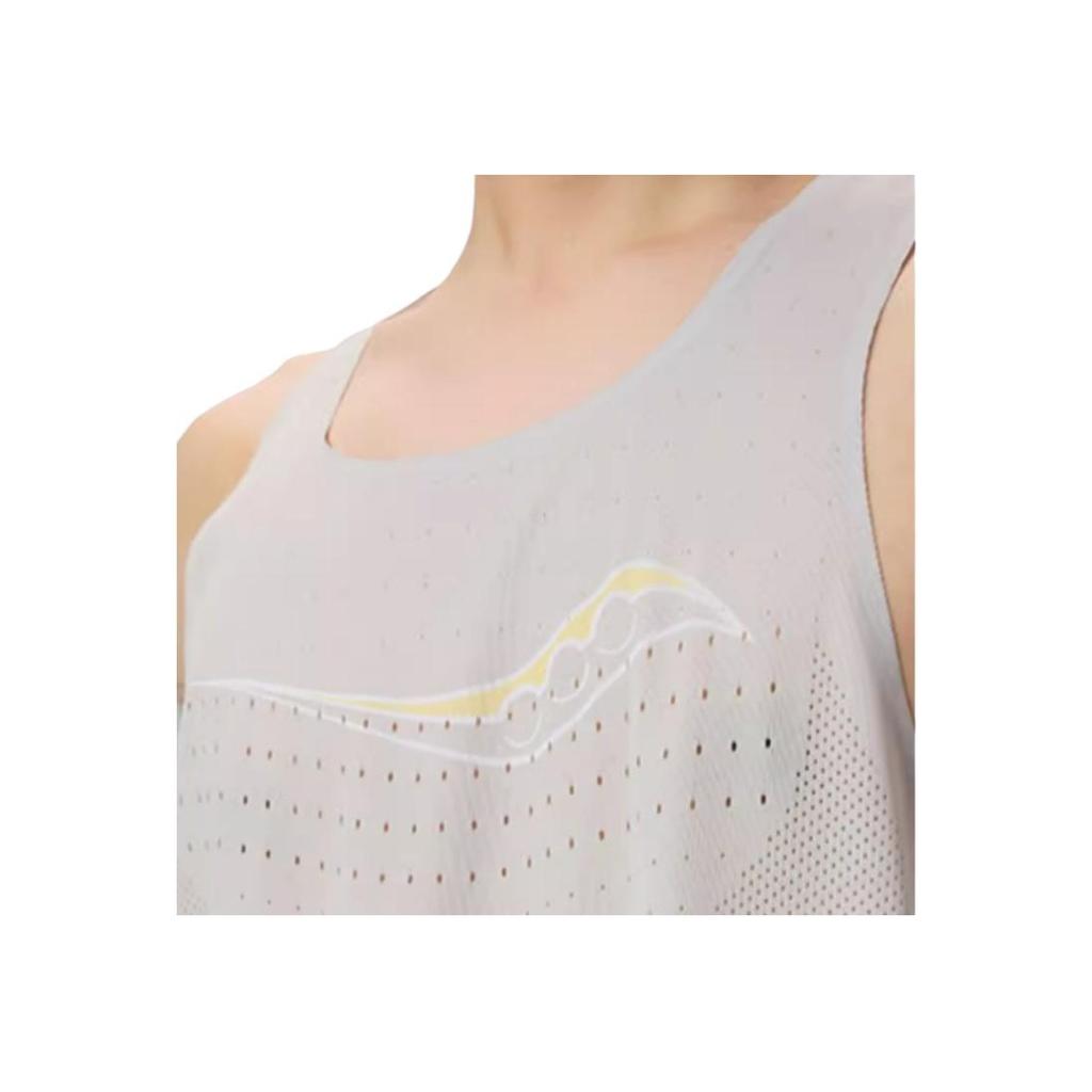 SAUCONY SS25 Running Training Series Knit Color Block Letter Simple Vest Men Tops Khaki Gray SA2259TK01T-PR221
