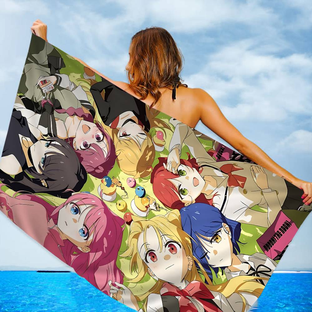 B-Bocchi The Rock Bath Towel Microfiber Soft Water Absorbing Breathable For Girl Kids Decorative Cartoon Beach Towel