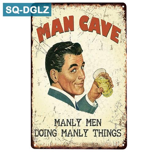 [SQ-DGLZ]Man Cave Rules  Metal Sign Bar Wall Decor Vintage Metal Crafts Home Decor Painting Plaques Art Poster