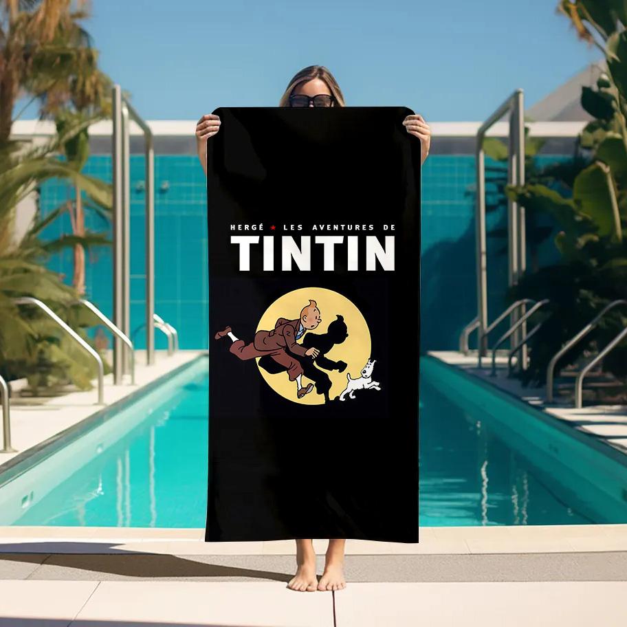 Strandhanddukar Äventyren med Tintin Badrumsturban för Hårtorkning Handduk Badrumsservis Tillbehör Personlig Vård Spa Stor Handduk