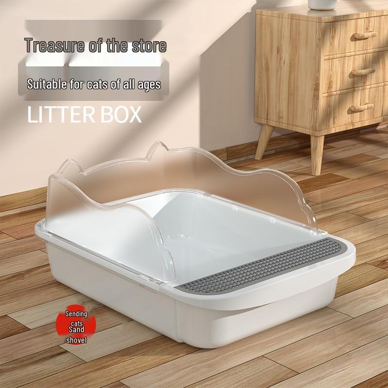 Compact Semi-Enclosed Cat Litter Box with Odor Proof Design