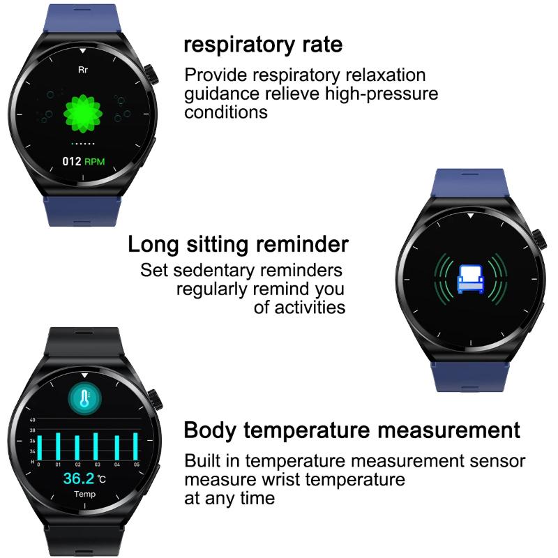 2025 NEW GT5 Smart Watch Air Pump Sphygmomanometer Heart Rate Thermometer Airbag Wristband Call Reminder Health Watch